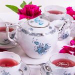 Tea Set for 6 Persons - Herend Chinese Bouquet Turquoise / Apponyi ATQ3-PT pattern. Herend fine china hand painted. Tableware