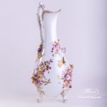 Fancy Jug w. Flower Applications 7598-0-66 CD1 Special Natural Colour pattern. Herend fine china. Hand painted ornaments