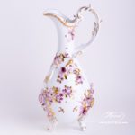 Fancy Jug w. Flower Applications 7598-0-66 CD1 Special Natural Colour pattern. Herend fine china. Hand painted ornaments