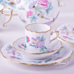 Coffee / Espresso Set for 6 Persons - Herend Royal Garden Turquoise EVICT2 and EVICTF2 patterns. Herend fine china  hand painted. Tableware