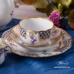 Coffee Set for 4 Persons - Herend Mosaic and Flowers MTFC pattern. Herend fine china hand painted. Tableware