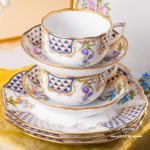 Coffee Set for 4 Persons - Herend Mosaic and Flowers MTFC pattern. Herend fine china hand painted. Tableware