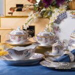 Dinner Set for 4 Persons - Herend Mosaic and Flowers MTFC pattern. Herend fine china hand painted. Tableware and Dinnerware