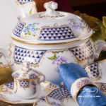 Dinner Set for 4 Persons - Herend Mosaic and Flowers MTFC pattern. Herend fine china hand painted. Tableware and Dinnerware