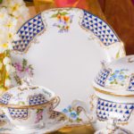 Dinner Set for 4 Persons - Herend Mosaic and Flowers MTFC pattern. Herend fine china hand painted. Tableware and Dinnerware