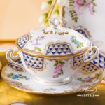 Dinner Set for 4 Persons - Herend Mosaic and Flowers MTFC pattern. Herend fine china hand painted. Tableware and Dinnerware