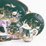 Tea Set for 2 Persons - Herend SP1058 Special Green design. Herend fine china. Hand painted tableware. Limited Edition