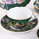 Tea Set for 2 Persons - Herend SP1058 Special Green design. Herend fine china. Hand painted tableware. Limited Edition