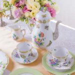 Coffee  Set for 2 Persons - Herend Queen Victoria VBO decor. Herend porcelain hand painted. Tableware. Coffee Cup 706-0-00 VBO