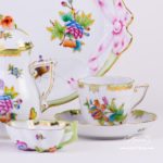 Coffee Set for 2 Persons - Herend Queen Victoria VBO decor. Herend porcelain hand painted. Tableware. Coffee Cup 706-0-00 VBO