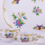 Coffee Set for 2 Persons - Herend Queen Victoria VBO decor. Herend porcelain hand painted. Tableware