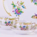 Coffee Set for 2 Persons - Herend Queen Victoria VBO decor. Herend porcelain hand painted. Tableware