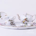 Tea Set for 2 Persons - Herend Rothschild Bird RO design. Herend fine china. Hand painted tableware