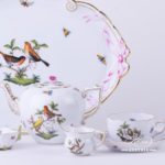 Tea Set for 2 Persons - Herend Rothschild Bird RO design. Herend fine china. Hand painted tableware