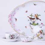 Tea Set for 2 Persons - Herend Rothschild Bird RO design. Herend fine china. Hand painted tableware