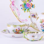 Tea Set for 2 Persons - Herend Queen Victoria VBO decor. Herend porcelain hand painted. Tableware