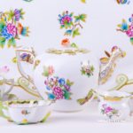 Tea Set for 2 Persons - Herend Queen Victoria VBO decor. Herend porcelain hand painted. Tableware