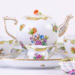 Tea Set for 2 Persons - Herend Queen Victoria VBO decor. Herend porcelain hand painted. Tableware