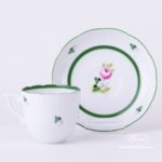 Coffee Cup and Saucer 706-0-00 Vienna Rose / Viennese Rose VRH pattern. Herend fine china. Hand painted tableware