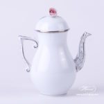 Coffee / Espresso Pot w. Rose Knob 614-0-09 VGRS-PT Vienna Rose Grand w. Platinum pattern. Herend fine china. Hand painted tableware