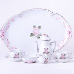 Coffee / Espresso Set for 2 Persons - Herend Vienna Rose Grand with Platinum VGRS-PT pattern. Herend fine china hand painted. Tableware