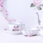 Coffee / Espresso Set for 2 Persons - Herend Vienna Rose Grand with Platinum VGRS-PT pattern. Herend fine china hand painted. Tableware