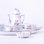 Coffee / Espresso Set for 2 Persons - Herend Vienna Rose Grand with Platinum VGRS-PT pattern. Herend fine china hand painted. Tableware