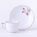 Coffee / Espresso Cup and Saucer 711-0-00 VGRS-PT Vienna Rose Grand w. Platinum pattern. Herend fine china. Hand painted tableware
