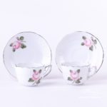 Coffee / Espresso Cup and Saucer 711-0-00 VGRS-PT Vienna Rose Grand w. Platinum pattern. Herend fine china. Hand painted tableware