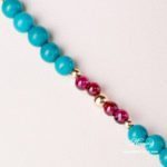 Turtle Necklace 15529-0-47 VHP Purple Fish scale design. Herend fine china. Hand painted ornaments. Onyx, Turquoise and Mountain Crystal pearls