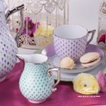 Coffee Cup and Saucer 20706-0-00 VHL-PT Lilac Fish scale w. Platinum design. Herend fine china. Hand painted tableware. Modern pattern