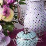 Coffee Pot w. Twisted Knob 20613-0-06 VH3COL4-PT Special Fish Scale w. Platinum pattern. Herend fine china. Hand painted tableware