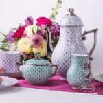 Coffee Pot w. Twisted Knob 20613-0-06 VH3COL4-PT Special Fish Scale w. Platinum pattern. Herend fine china. Hand painted tableware