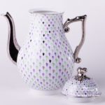 Coffee Pot w. Twisted Knob 20613-0-06 VH3COL4-PT Special Fish Scale w. Platinum pattern. Herend fine china. Hand painted tableware