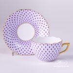 Tea / Coffee Cup and Saucer 20730-0-00 VHL Lilac Fish scale design. Herend fine china. Hand painted tableware. Modern pattern