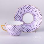 Tea / Coffee Cup and Saucer 20730-0-00 VHL Lilac Fish scale design. Herend fine china. Hand painted tableware. Modern pattern