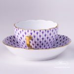 Tea / Coffee Cup and Saucer 20730-0-00 VHL Lilac Fish scale design. Herend fine china. Hand painted tableware. Modern pattern