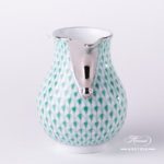 Milk Jug / Creamer 20657-0-00 VHV-PT Green Fish Scale w. Platinum design. Herend fine china. Hand painted tableware