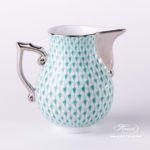 Milk Jug / Creamer 20657-0-00 VHV-PT Green Fish Scale w. Platinum design. Herend fine china. Hand painted tableware