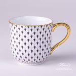 Universal Cup / Milk Mug 2739-0-00 VHN Black Fish scale design. Herend fine china. Hand painted tableware. Modern pattern