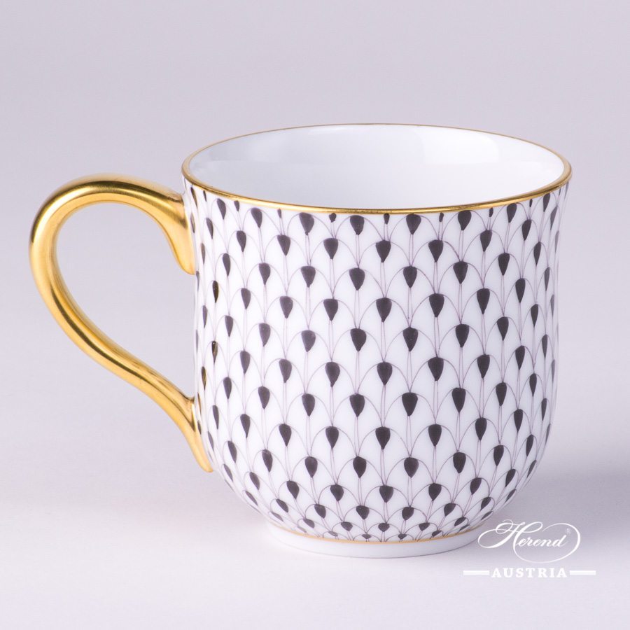 Universal Cup / Milk Mug 2739-0-00 VHN Black Fish scale design. Herend fine china. Hand painted tableware. Modern pattern