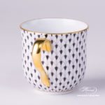 Universal Cup / Milk Mug 2739-0-00 VHN Black Fish scale design. Herend fine china. Hand painted tableware. Modern pattern