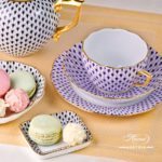 Tea Set for 2 Persons - Herend Mixed Fish Scale Colour versions. Vieux Herend VHN and VHL designs. Herend fine china hand painted. Tableware