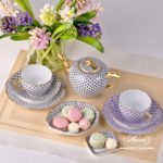 Tea Set for 2 Persons - Herend Mixed Fish Scale Colour versions. Vieux Herend VHN and VHL designs. Herend fine china hand painted. Tableware