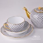 Tea Set for 2 Persons - Herend Mixed Fish Scale Colour versions. Vieux Herend VHN and VHL designs. Herend fine china hand painted. Tableware