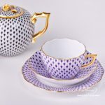 Tea Set for 2 Persons - Herend Mixed Fish Scale Colour versions. Vieux Herend VHN and VHL designs. Herend fine china hand painted. Tableware
