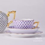 Tea Set for 2 Persons - Herend Mixed Fish Scale Colour versions. Vieux Herend VHN and VHL designs. Herend fine china hand painted. Tableware