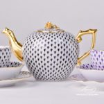 Tea Set for 2 Persons - Herend Mixed Fish Scale Colour versions. Vieux Herend VHN and VHL designs. Herend fine china hand painted. Tableware