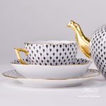 Tea Set for 2 Persons - Herend Mixed Fish Scale Colour versions. Vieux Herend VHN and VHL designs. Herend fine china hand painted. Tableware