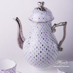 Coffee Set for 2 Persons - Herend Special Fish Scale pattern. Vieux Herend - VH Special design. Herend fine china hand painted. Tableware